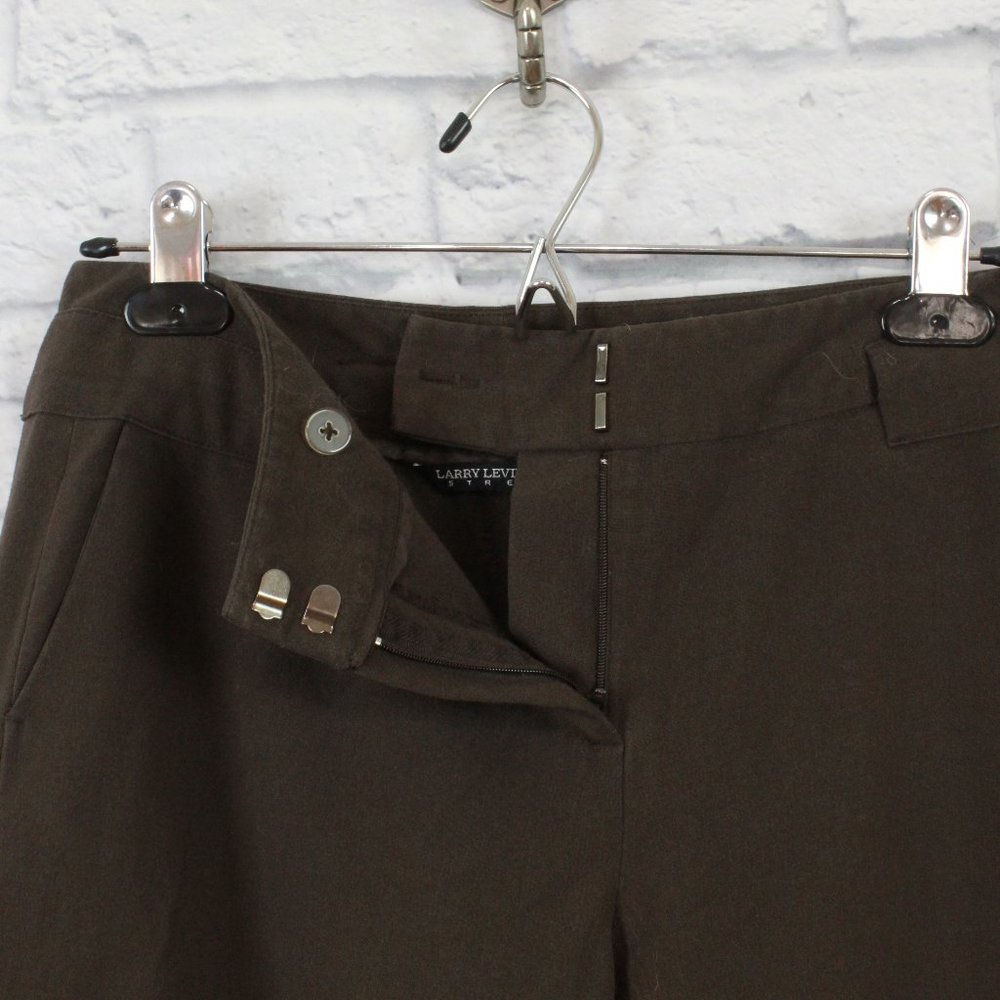 Larry Levine Brown Stretch Wide Cropped Leg Dress Pants Size 6P - Picture 6 of 10